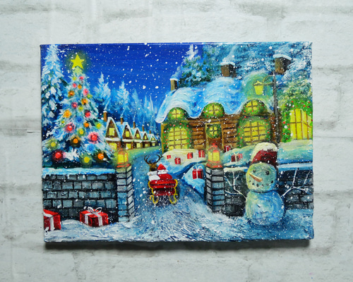 油絵 油彩 油彩画 絵 絵画 【Xmas】 絵画 HR 通販 18572644｜Creema