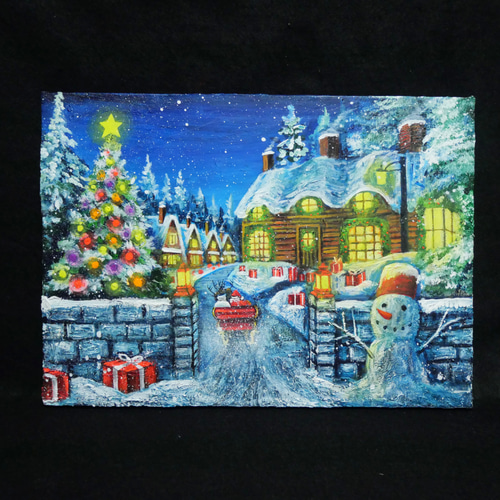 油絵 油彩 油彩画 絵 絵画 【Xmas】 絵画 HR 通販 18572644