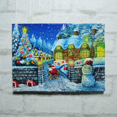 油絵 油彩 油彩画 絵 絵画 【Xmas】 絵画 HR 通販 18572644｜Creema