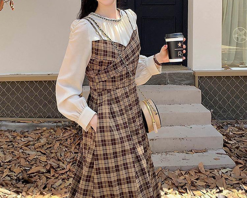 大きいサイズ 原宿ワンピース重ね着レディース 秋冬春 新品 長袖