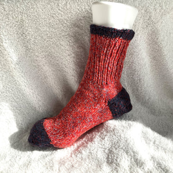 手編み靴下 変則ゴム編み ロング丈〜デニム〜 靴下 たんぽぽ丘〜靴下屋