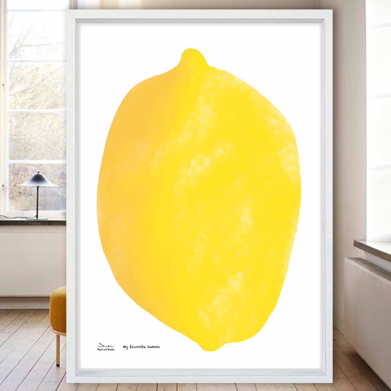 Yellow 　フルーツ　お気に入り8000件突破　イラスト　ポスター　A4〜A1　アート  　アートポスター　3207