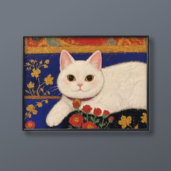 絵画。原画【猫ちゃんは部屋にきれいな花をたくさん置くのが好き】 絵画。原画【猫ちゃんは部屋にきれいな花をたくさん置くのが好き】