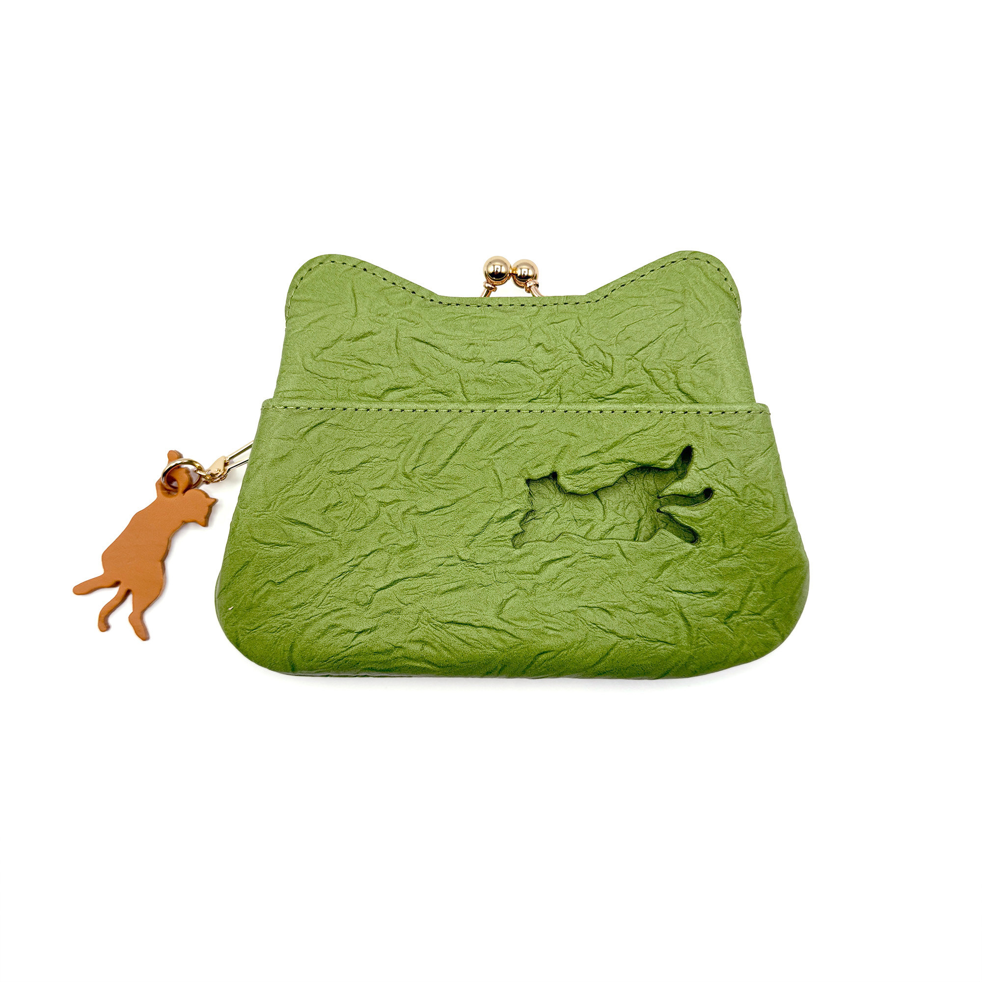 保護ネコ支援【aoneco】がま口ミニウォレット リーフ　クーポン850円分付き 財布 an002