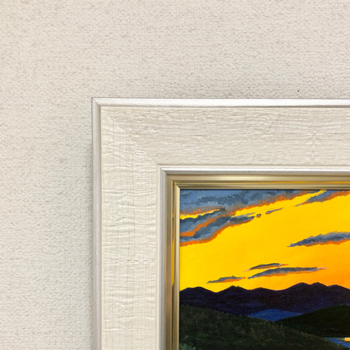 アクリル画　原画　「夕焼け」額縁付　SMサイズ　キャンバス 夕焼け」アクリル画 原画 額縁付 キャンバス SMサイズ 風景画 絵画 Oni