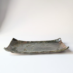 織部釉長皿 【手仕事 民藝 和 陶器】 長皿 酒津焼 kazu pottery