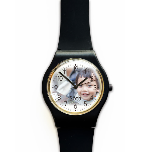 お子様写真の腕時計 スウォッチタイプ腕時計 文字盤オリジナル 1個から