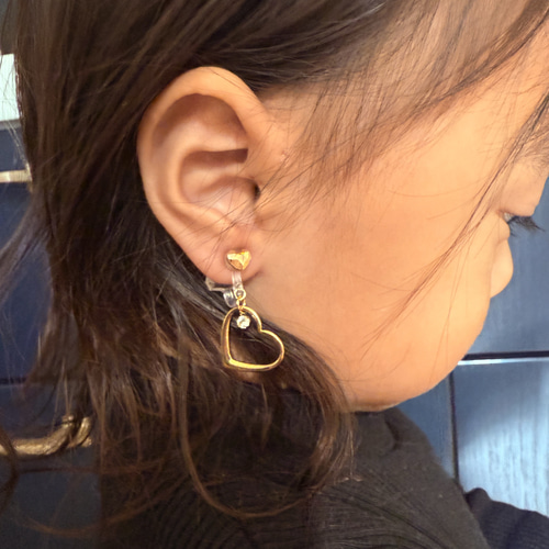 再販7回目】キッズイヤリング ハート キラキラ 痛くない イヤリング