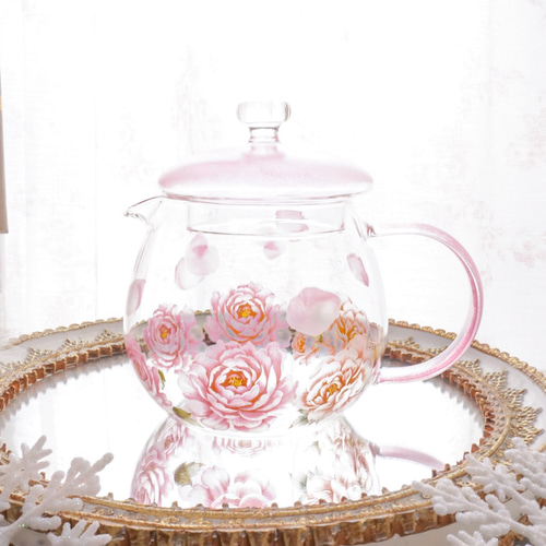 ピオニーガーデン〜耐熱ガラスのティーセット〜 ポット・急須