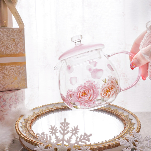 ピオニーガーデン〜耐熱ガラスのティーセット〜 ポット・急須