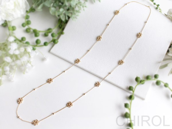 チェーンの モチーフ✿ ロング ネックレス/ 14kgf【送料込み】