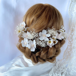 桜 かすみ草 ウエディング ブライダル ヘッドドレス 結婚式 成人式