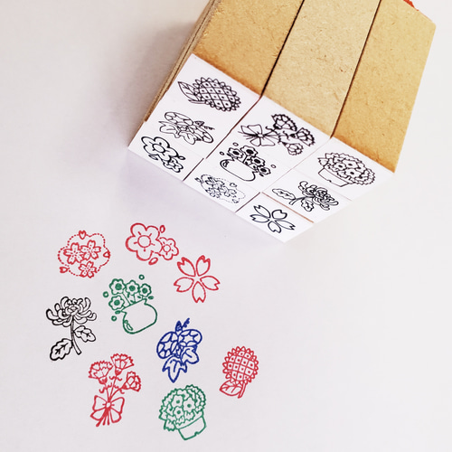 お花のはんこ スタンプシリーズ(ゴム印)鉢花 菊 桜 サクラ ひまわり