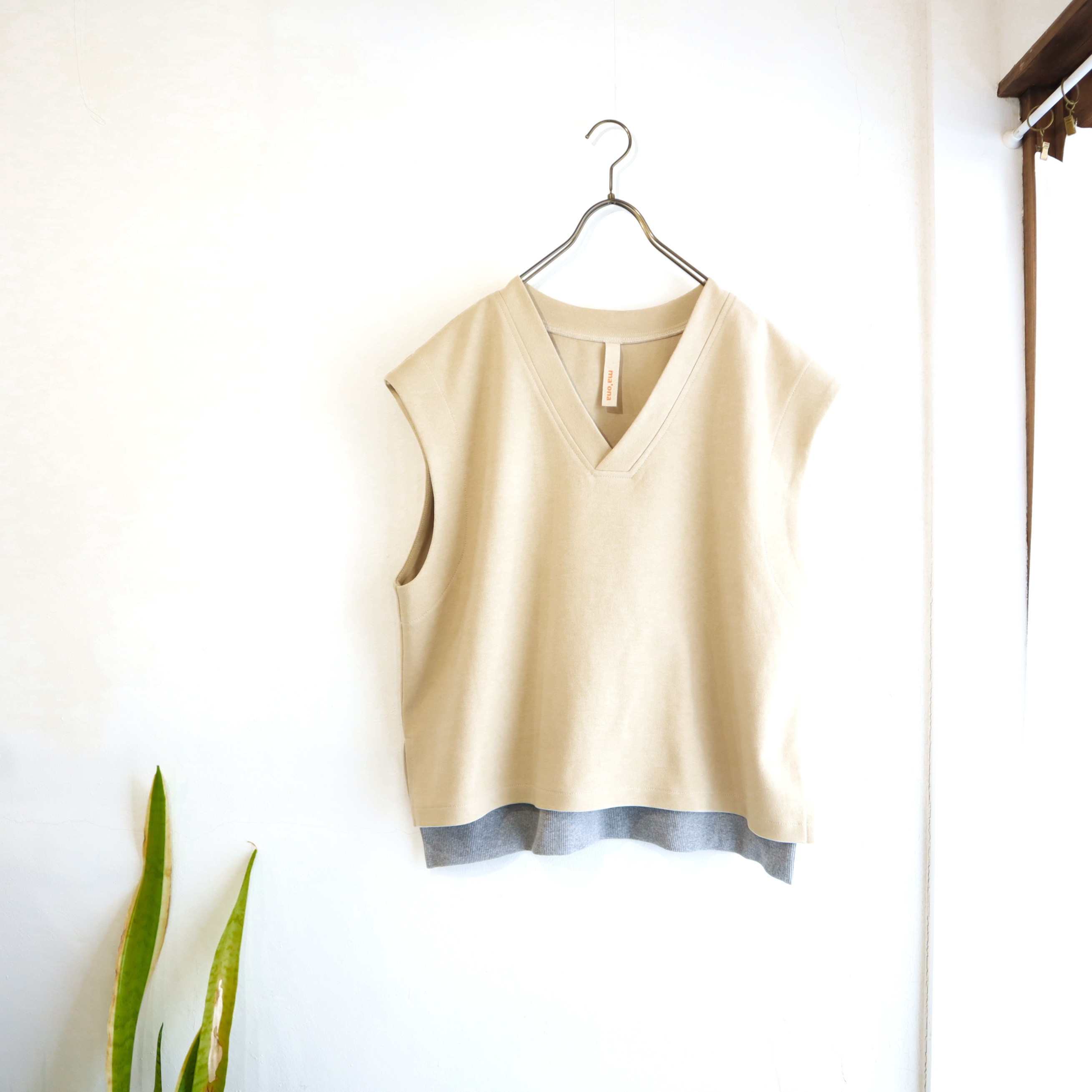 double-knit back rib vest (beige)