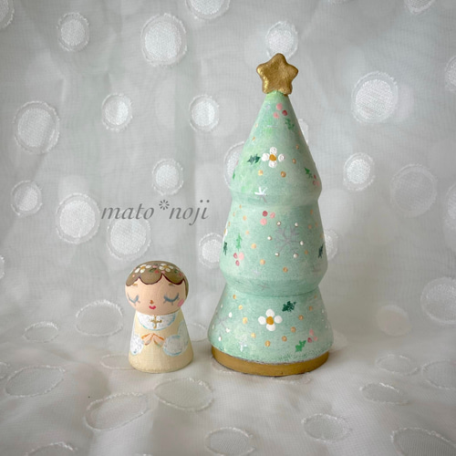 祈りの天使&木の実とお花のクリスマスツリー マトリョーシカ 2人組