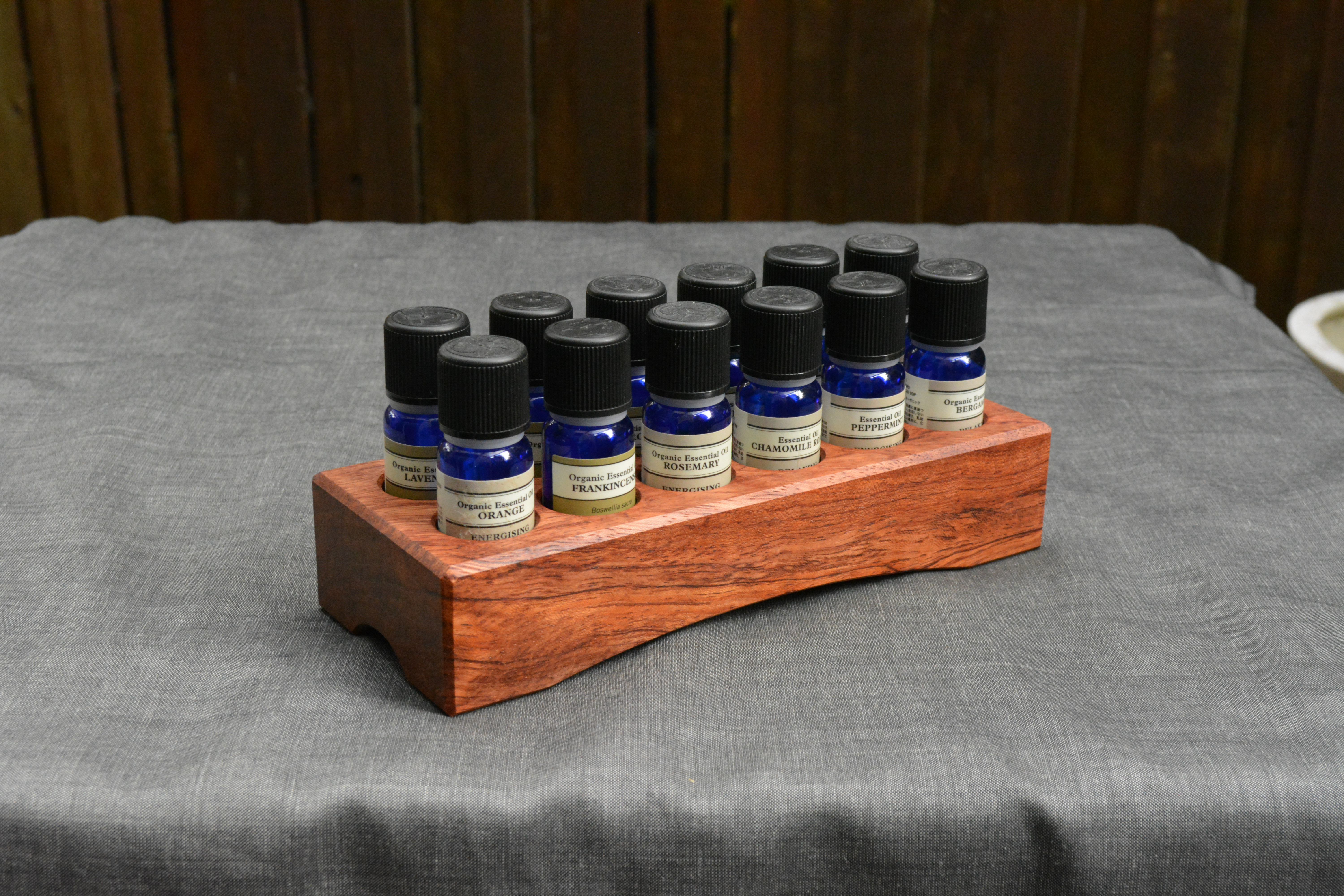 ブビンガのアロマオイルボトルスタンド12本用