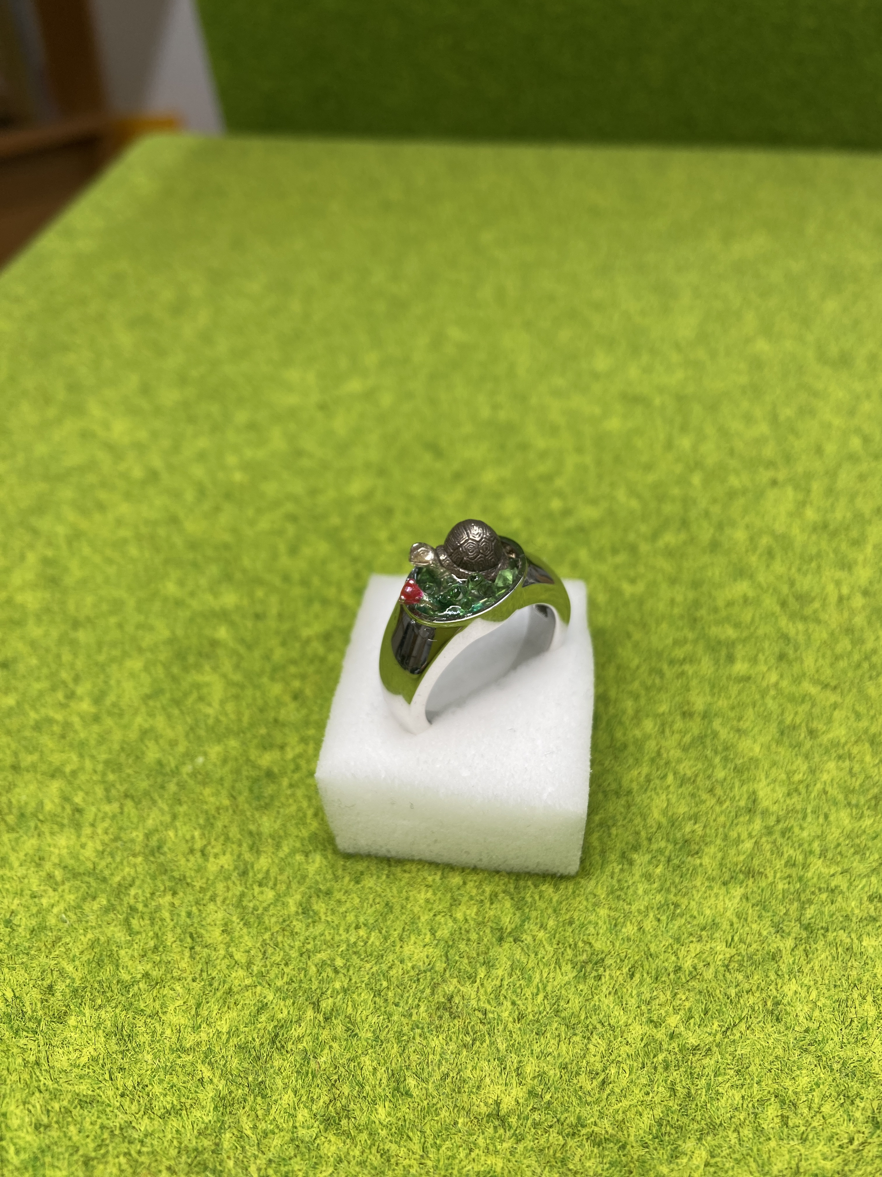 草の上で遊ぶゾウガメさんのリング　　#16