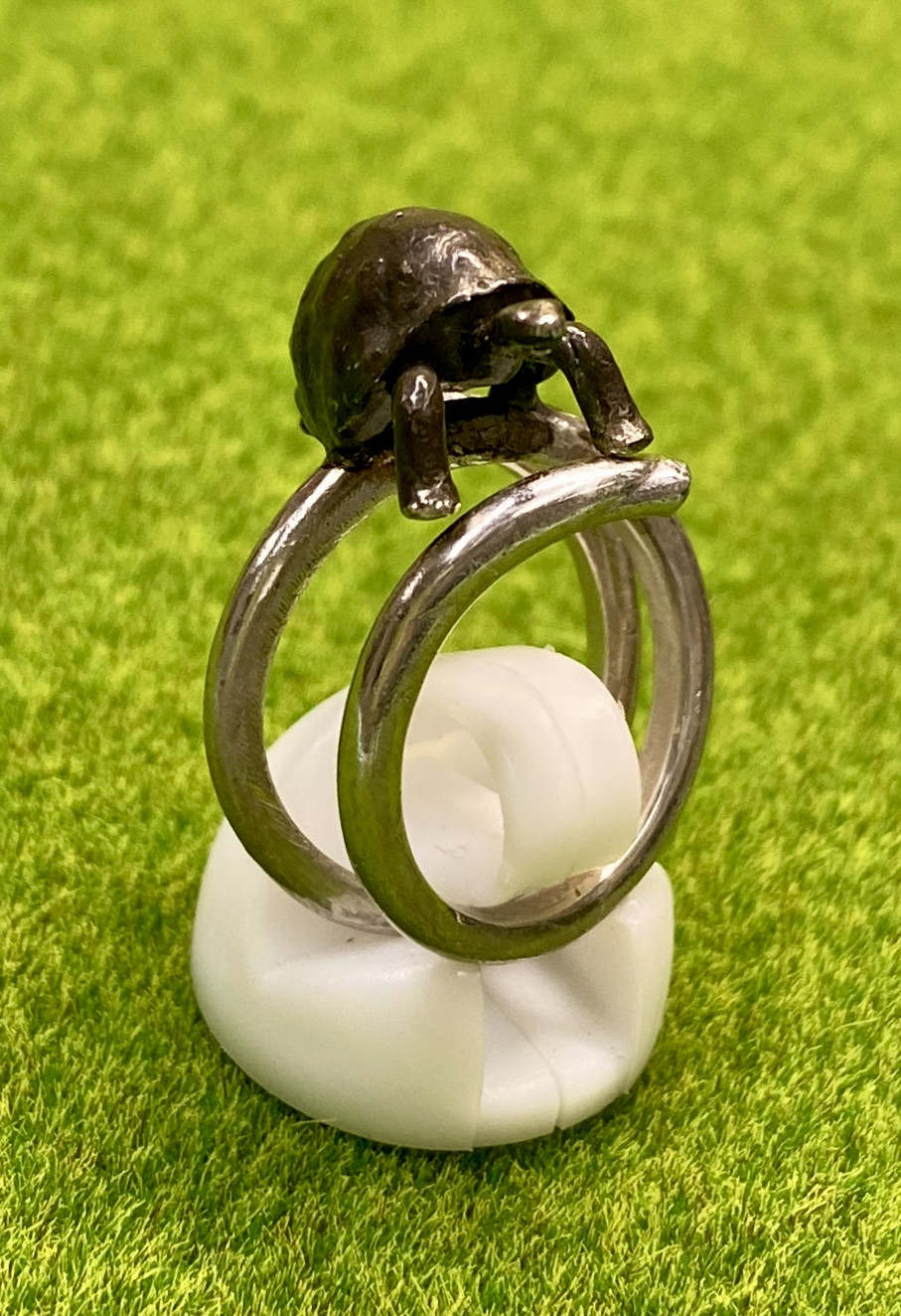 コイルリングの上に陸亀　　燻仕様　＃14+-2