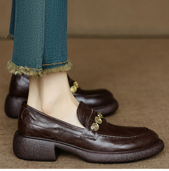 牛革 ローファー 疲れない 歩きやすい オシャレ レディーススニーカー 地雷系 冬靴 ウォーキングシューズ 裏起毛 8枚目の画像