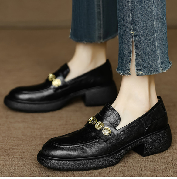 牛革 ローファー 疲れない 歩きやすい オシャレ レディーススニーカー 地雷系 冬靴 ウォーキングシューズ 裏起毛 3枚目の画像