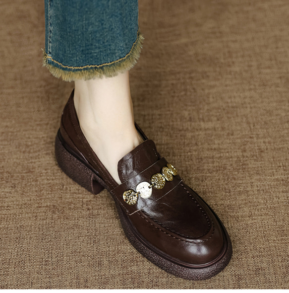 牛革 ローファー 疲れない 歩きやすい オシャレ レディーススニーカー 地雷系 冬靴 ウォーキングシューズ 裏起毛 9枚目の画像