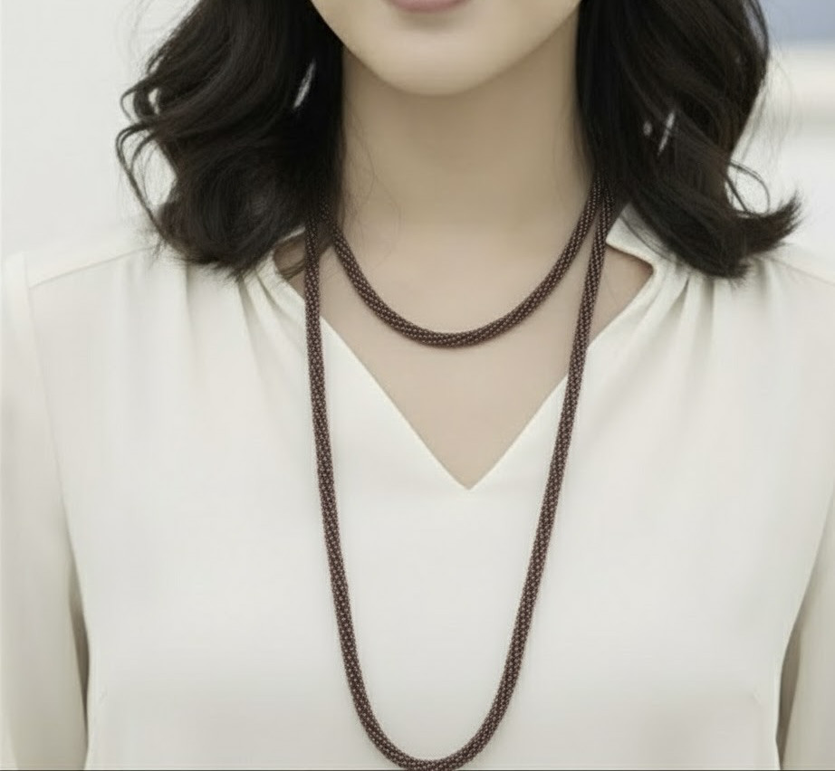 120cmミミール・カー　ロングネックレス(ブラウン系)　l-bdab030n