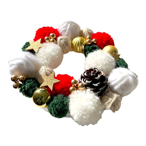 クリスマスリース 毛糸とリボン装飾 Workshop video] Making a Christmas wreath with yarn ♡🐻🧶 - YouTube