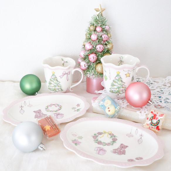 ポーセラーツ】クリスマス/カップ&ソーサー・プレートセット