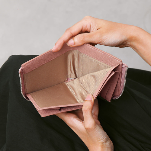 L字ファスナー カード15ミニ財布 本革 二つ折り レディース 大容量