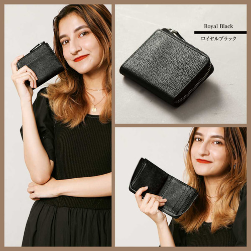 L字ファスナー カード15ミニ財布 本革 二つ折り レディース 大容量