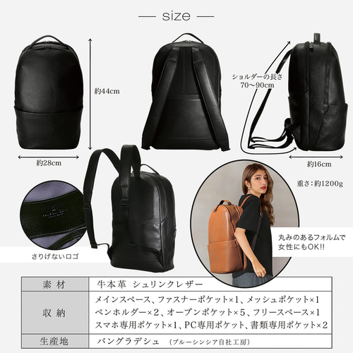 ブルーシンシア MR1 バッグパック　黒　本革　ビジネスバッグ ブルーシンシア MR1 バッグパック黒本革ビジネスバッグ