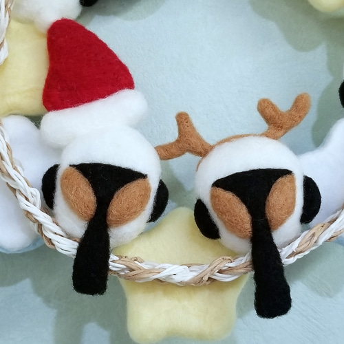 シマエナガたちのクリスマスリース 第二弾 シマエナガまみれ 羊毛