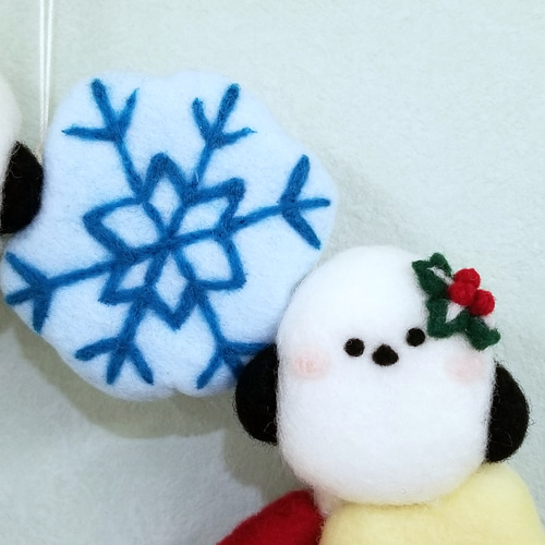 シマエナガたちのクリスマスリース 第二弾 シマエナガまみれ 羊毛