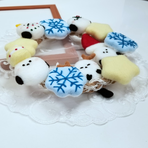 シマエナガたちのクリスマスリース 第二弾 シマエナガまみれ 羊毛