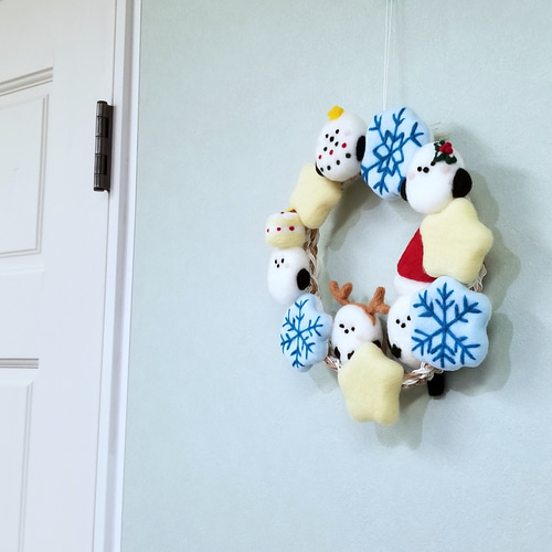 シマエナガたちのクリスマスリース 第二弾 シマエナガまみれ 羊毛 