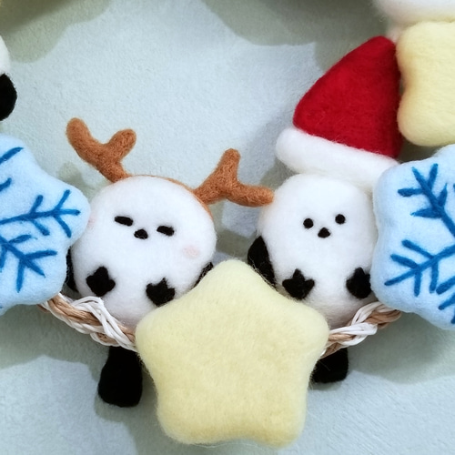 シマエナガたちのクリスマスリース 第二弾 シマエナガまみれ 羊毛