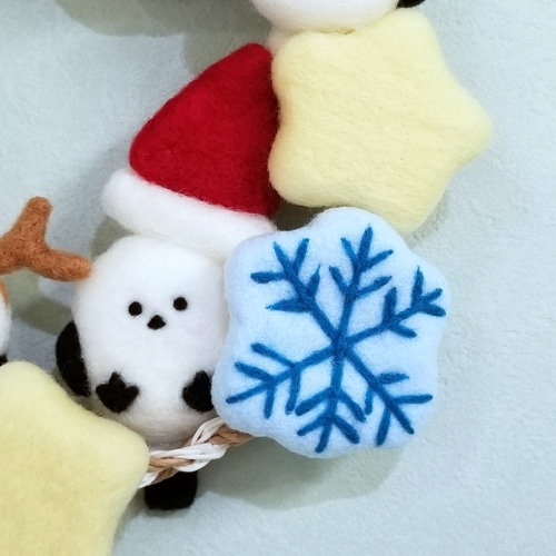 シマエナガたちのクリスマスリース 第二弾 シマエナガまみれ 羊毛