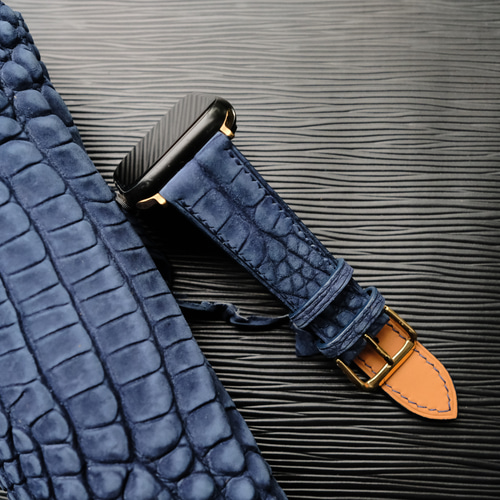 高級革時計ベルトアリゲーターヌバック仕上げ時計ベルトアップル