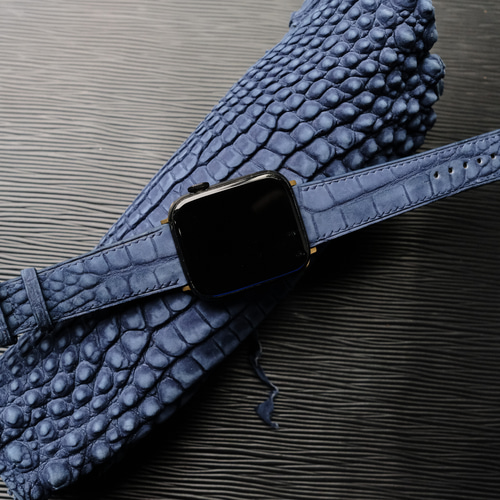 高級革時計ベルトアリゲーターヌバック仕上げ時計ベルトアップル