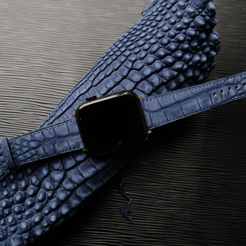 高級革時計ベルトアリゲーターヌバック仕上げ時計ベルトアップル
