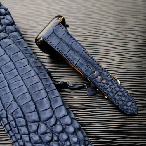 高級革時計ベルトアリゲーターヌバック仕上げ時計ベルトアップル