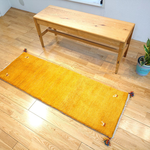 ペルシャ ギャッベ ランナー中 145×50㎝ 黄金色 RJ13244G カーペット
