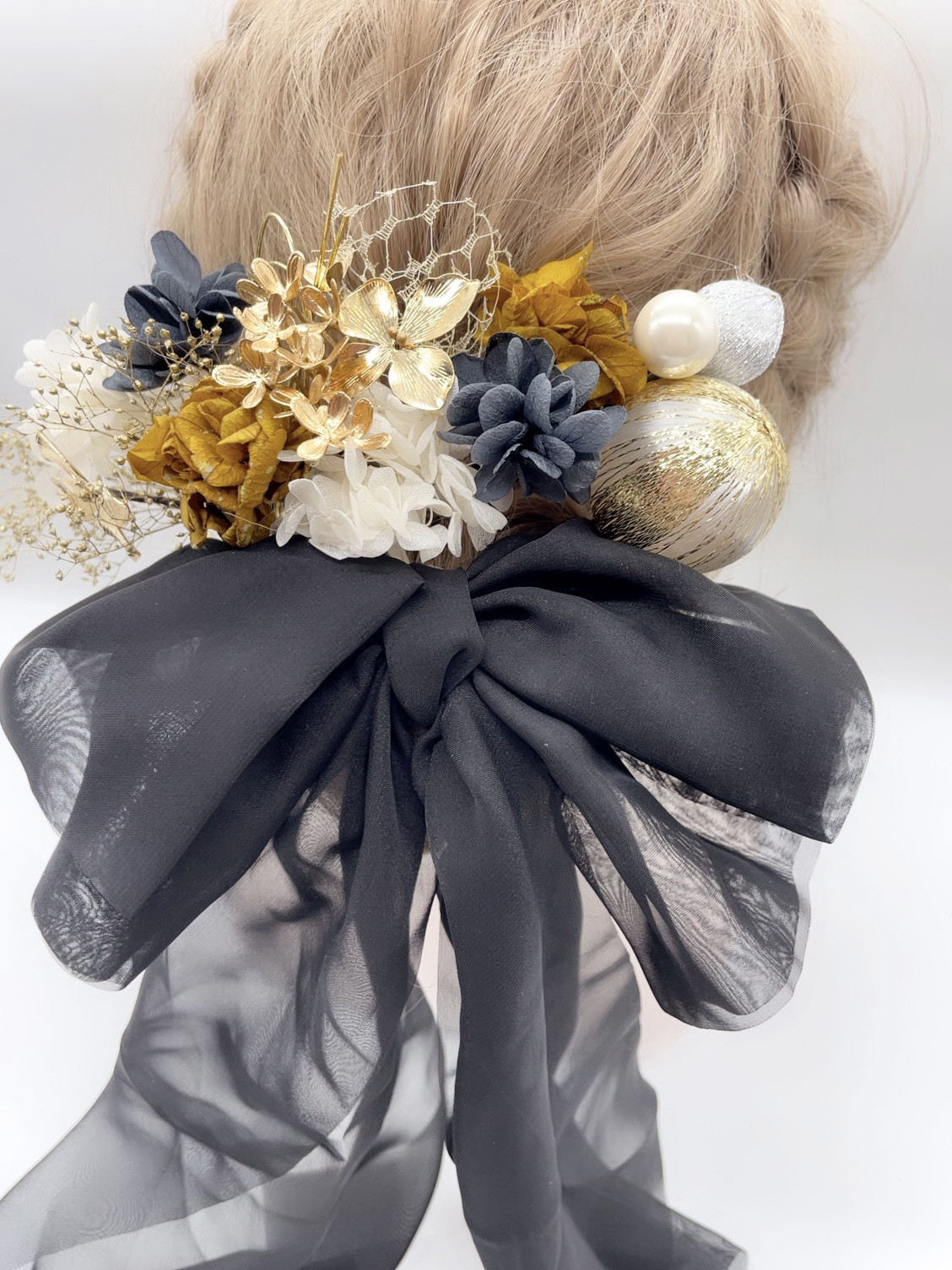 和装髪飾り　ヘッドドレス　水引×リボン