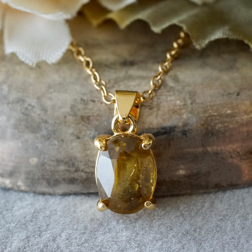 7月誕生石 再販 ブラウン スフェーン ペンダントトップ 18kgp シルバー