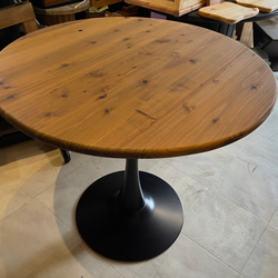 在庫あり　即納　Hotaru 丸テーブル　机　リビング　ダーク　アイアン　カフェ　アップサイクル　天然木　無垢材 7枚目の画像