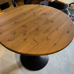 在庫あり　即納　Hotaru 丸テーブル　机　リビング　ダーク　アイアン　カフェ　アップサイクル　天然木　無垢材 6枚目の画像