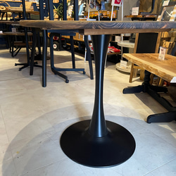 在庫あり　即納　Hotaru 丸テーブル　机　リビング　ダーク　アイアン　カフェ　アップサイクル　天然木　無垢材 2枚目の画像