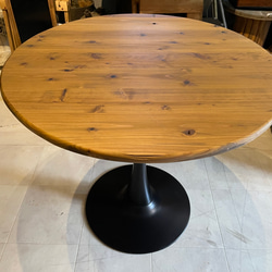 在庫あり　即納　Hotaru 丸テーブル　机　リビング　ダーク　アイアン　カフェ　アップサイクル　天然木　無垢材 4枚目の画像