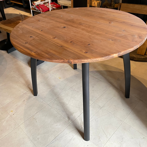 ハンドメイド 木製 円形テーブル ダイニングテーブル 110cm 丸テーブル 3人~4人掛け 円形テーブル