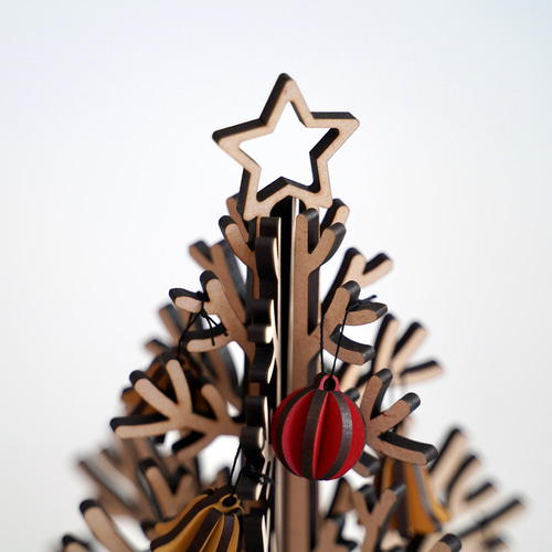 木製】クリスマスツリー オブジェ 色付きオーナメント 雑貨・その他